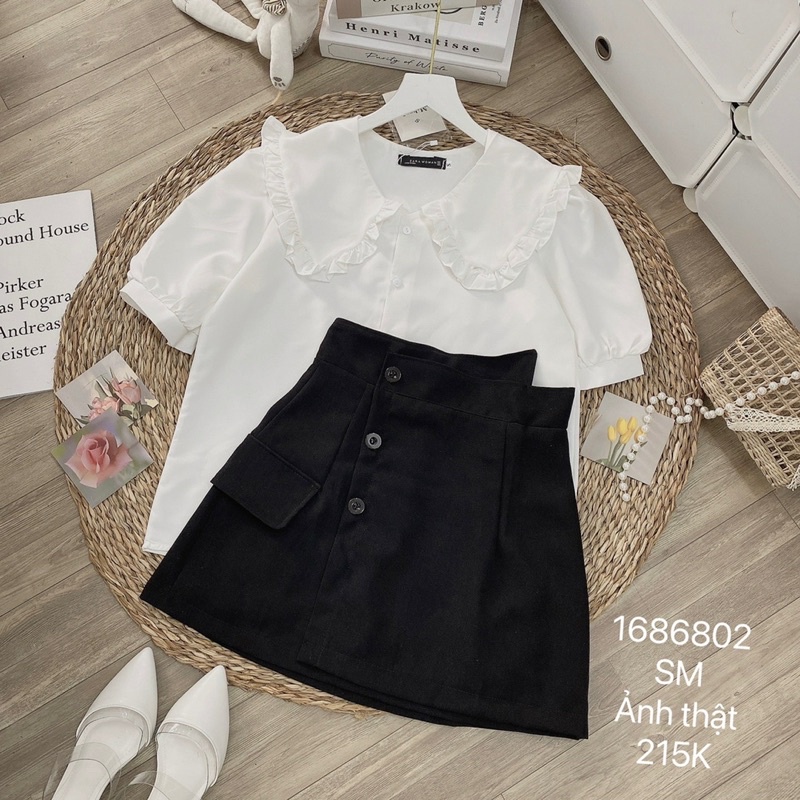 Set Áo Sơ Mi Chân Váy Đen Nút 1686802