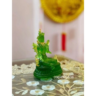 TƯỢNG TARA XANH LƯU LY DÁT VÀNG 4”
