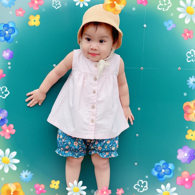 Bộ sát nách quần bo cho bé gái từ 1 tuổi đến 5 tuổi