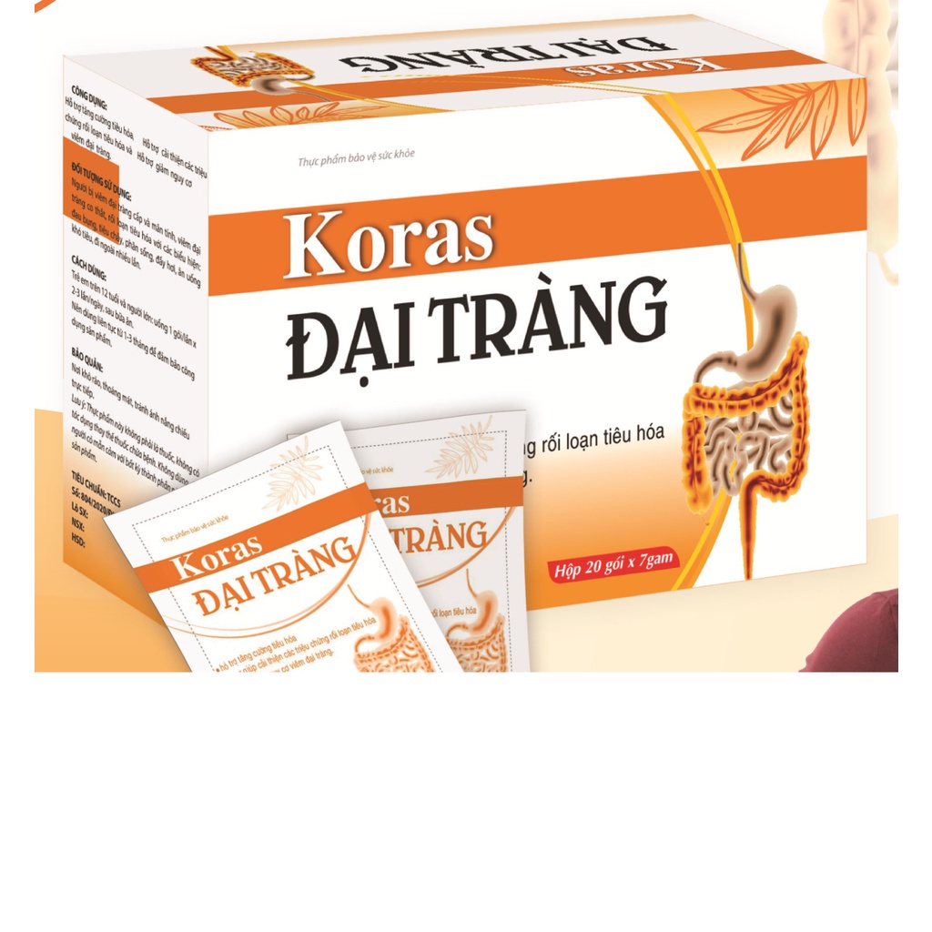 KORAS ĐẠI TRÀNG – Hỗ trợ giảm viêm đại tràng cấp và mãn tính, ổn định tiêu hoá (20 gói)