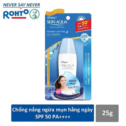 Sữa chống nắng dưỡng da ngừa mụn Sunplay Skin Aqua Acne Clear milk SPF 50+ PA++++ 25g