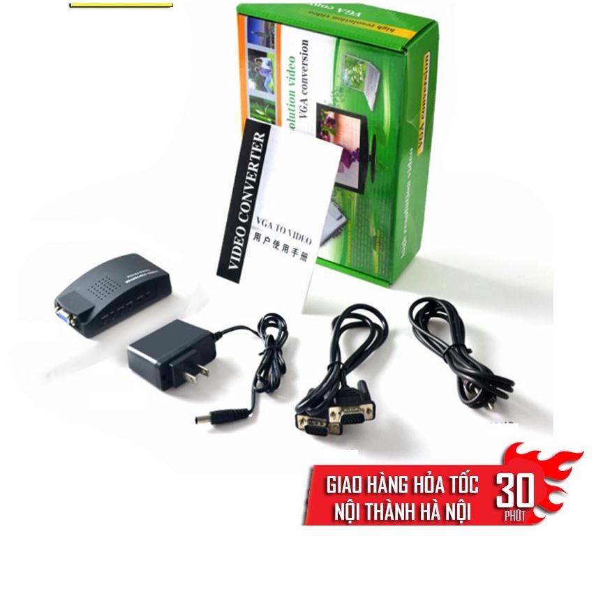Bộ chuyển đổi AV video sang VGA màu đen