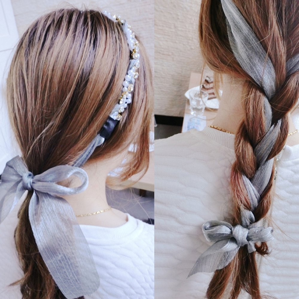 Mxgoods Girls Streamer Straps Women Ribbon Pearl Headband