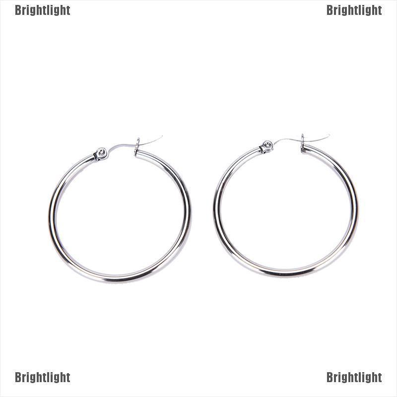 Khuyên Tai Tròn 2mm Bằng Thép Không Gỉ Mạ Bạc Thời Trang Dành Cho Nữ