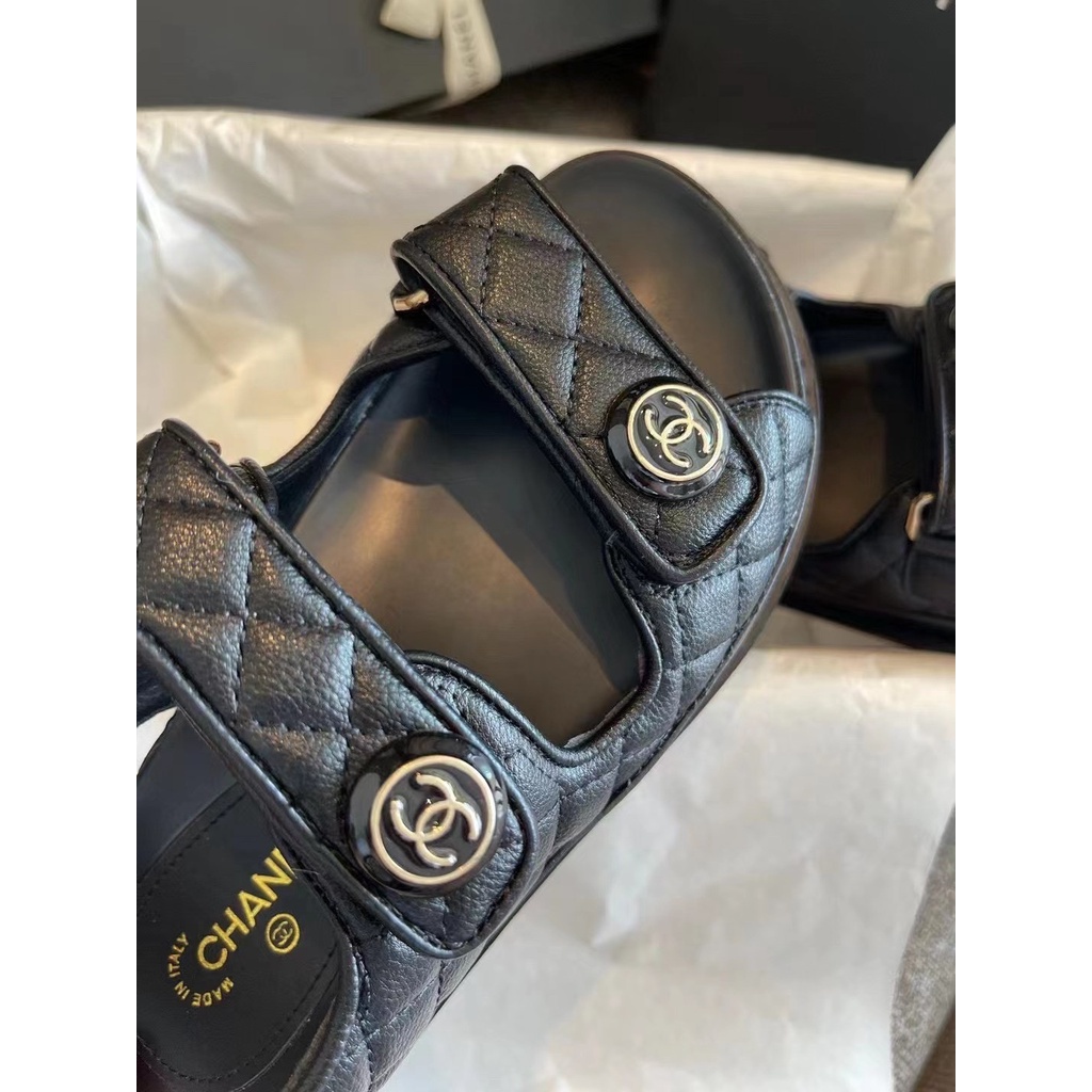 Dép Grosgrain Đen Không Hộp