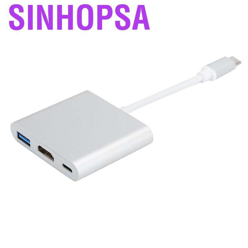 Sinhopsa USB 3.1‑C Hub 3‑in‑1 Type C 3.1 to USB‑C 4K 3.0 Adapter HDMI Cable for OS X