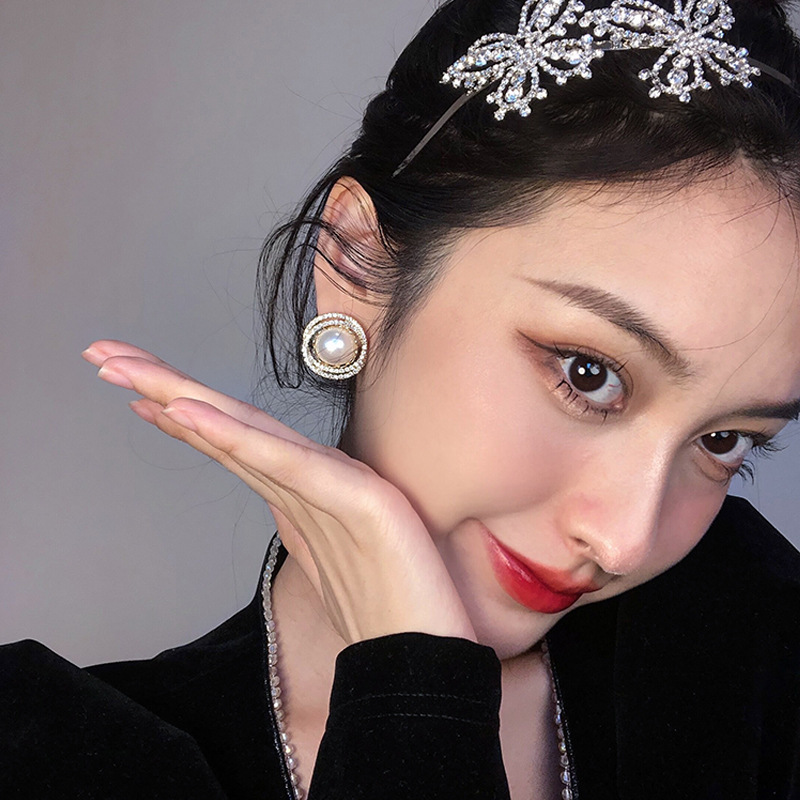 Khuyên tai đính ngọc trai nhân tạo sang trọng thời trang cho phái nữ