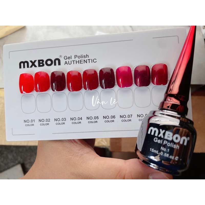 sơn gel mxbon set đỏ 9 màu lên màu chuẩn đẹp