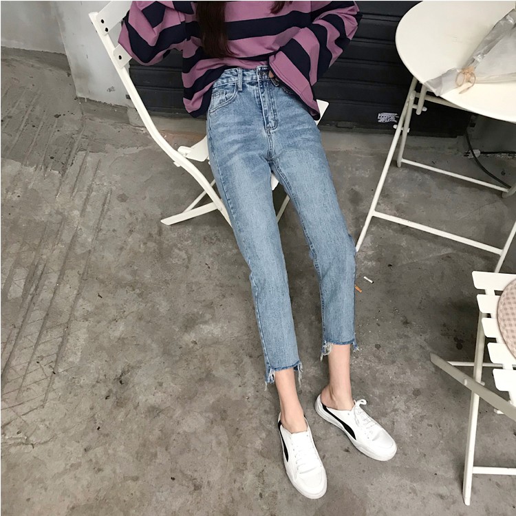 EMILYSHOP - Quần jeans ngố nữ cạp cao quần lửng Ulzzang