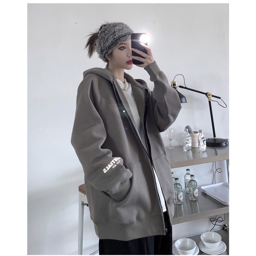 Áo khoác nam nữ fomr rộng Hàn Quốc, áo hoodie  nam nữ form rộng có dây kéo đi học powr | BigBuy360 - bigbuy360.vn