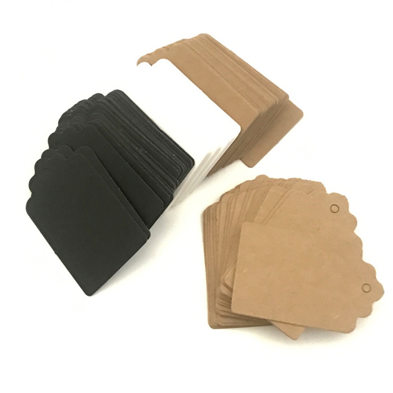 Set 100 Tấm Thẻ Giấy Kraft Phối Ren Dùng Để Trang Trí Thiệp / Trường Học