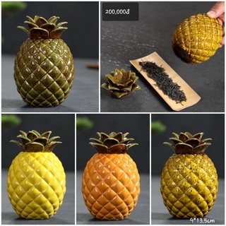 Hộp đựng trà, hũ đựng trà khô bằng sứ trang trí 9x13,5cm