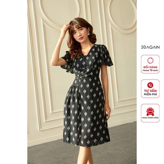 Đầm xòe ngắn tay 2 lớp nhún eo quyến rũ 20AGAIN DEW1121