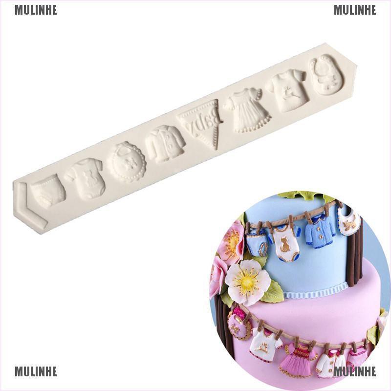 Khuôn Silicone Tạo Hình Quần Áo Em Bé Trang Trí Bánh
