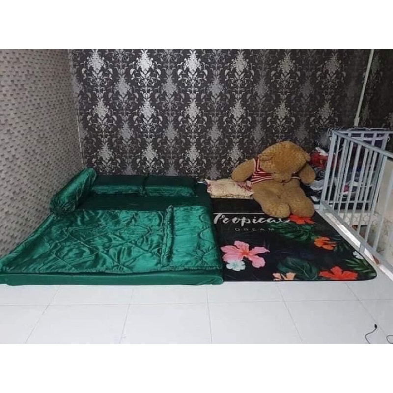 BỘ CHĂN GA PHI LỤA MÀU XANH LÁ