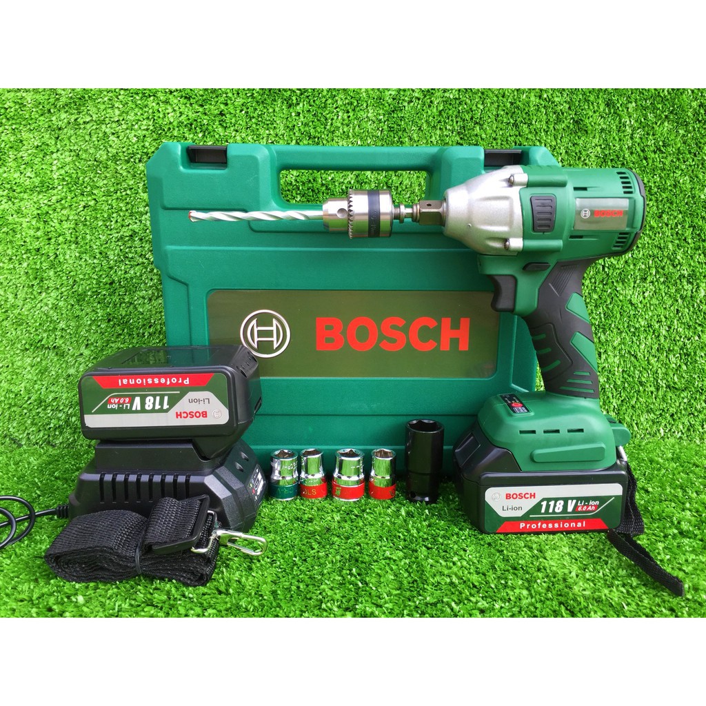 [NHẬP KHẨU] Máy siết bulong Bosch 118V 2 pin đầu 2 trong 1 100% dây đồng không chổi than Kèm đầu chuyển vít [CAM KẾT CHÍ