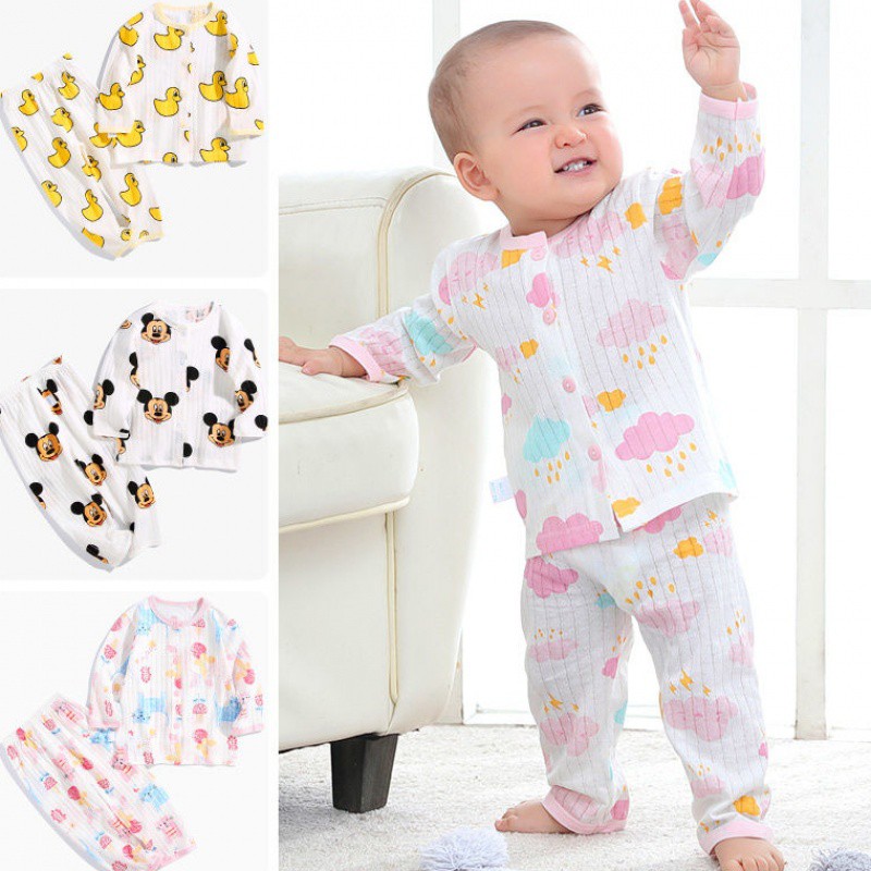 Set 2 bộ cotton giấy dài tay cho bé trai/bé gái (0-14kg)