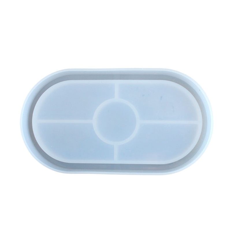 Khuôn Làm Đế Lót Ly Bằng Nhựa Resin UV Hình Elip Tráng Gương Cao Cấp DIY