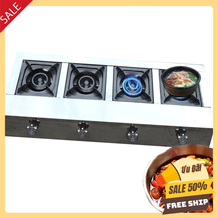 Bếp gas bán công nghiệp 4 họng - 4 cửa ngang