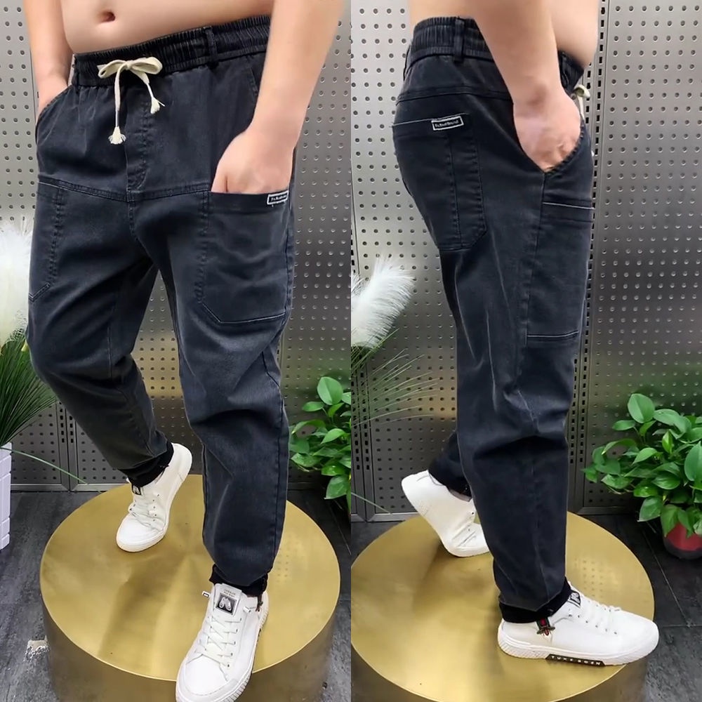Quần Jeans Dài Ống Rộng Co Giãn Có Túi Mẫu Mới Thời Trang Xuân Hè Cho Nam