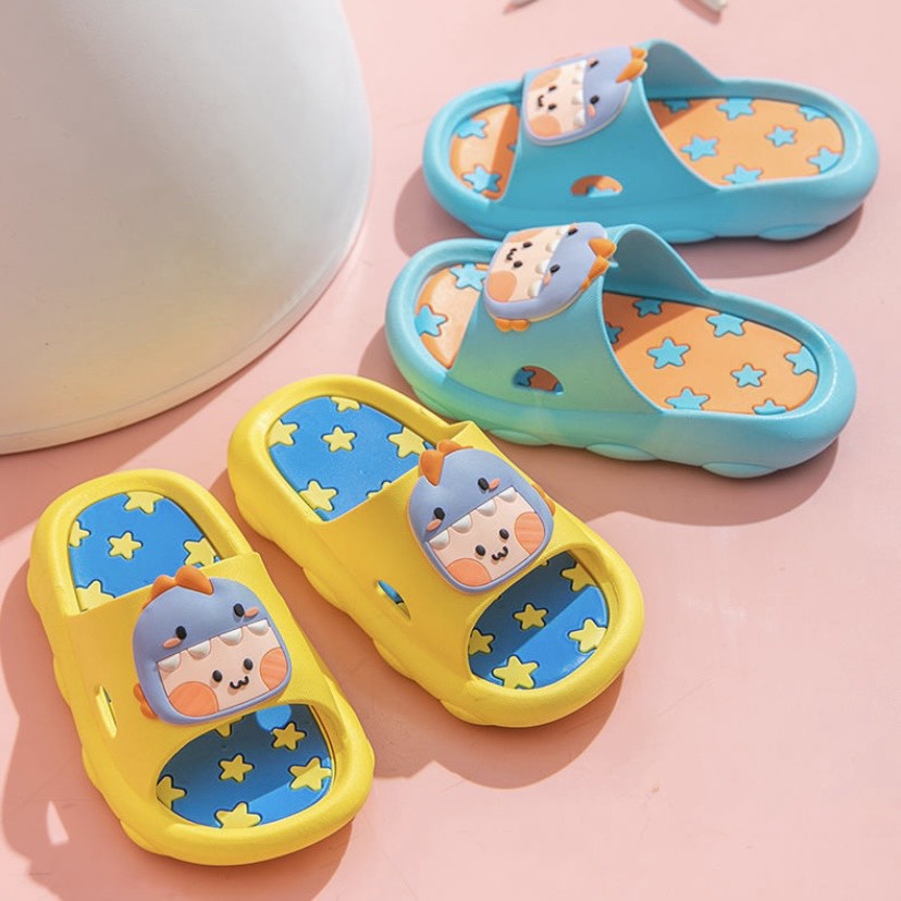 Dép quai ngang cho bé họa tiết công chúa và khủng long cute phô mai que - TT417