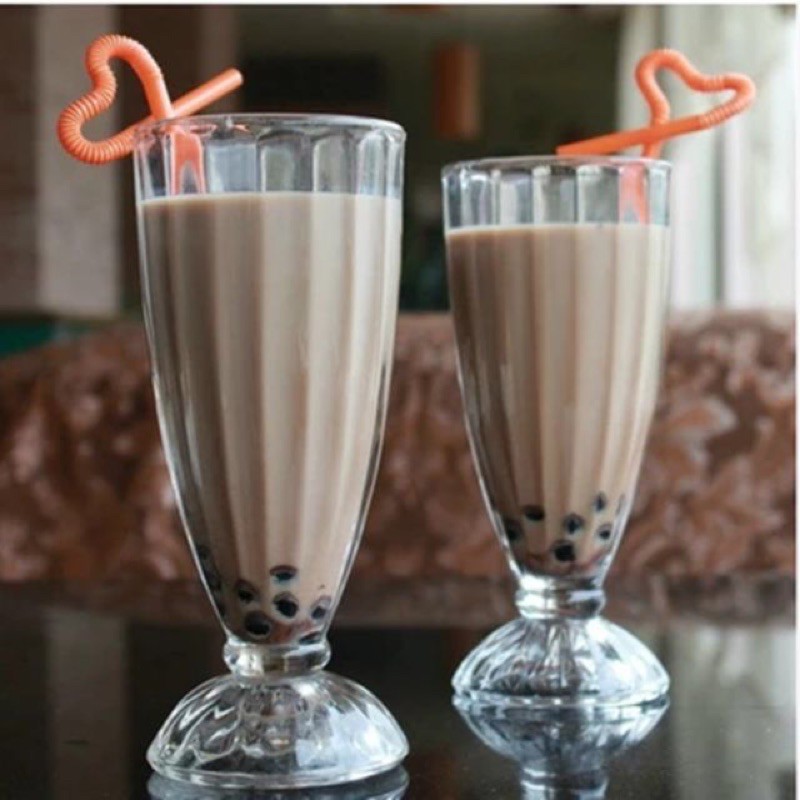 Set 6 Ly Sinh Tố Thủy Tinh Dạng Sọc