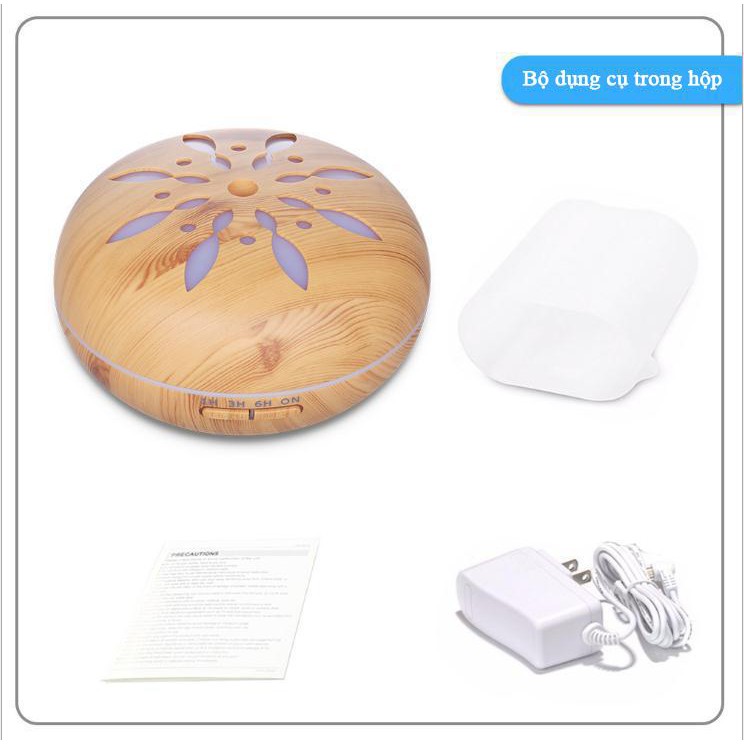 Máy Phun Sương gỗ Petal, Chế độ báo thức, chế độ đêm, làm sạc không khí, tạo ẩm, phát sáng nhiều màu sắc