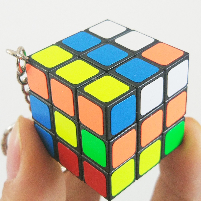 Móc Khóa Khối Rubik 1980 3x3CM Phong Cách Vintage
