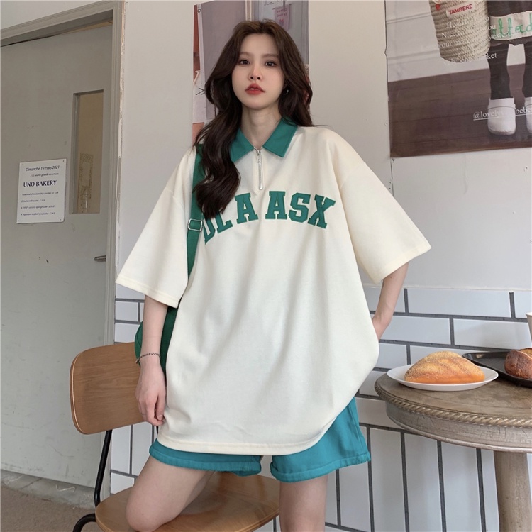 Áo Thun Ngắn Tay Form Rộng Phong Cách Cổ Điển Dành Cho Nữ