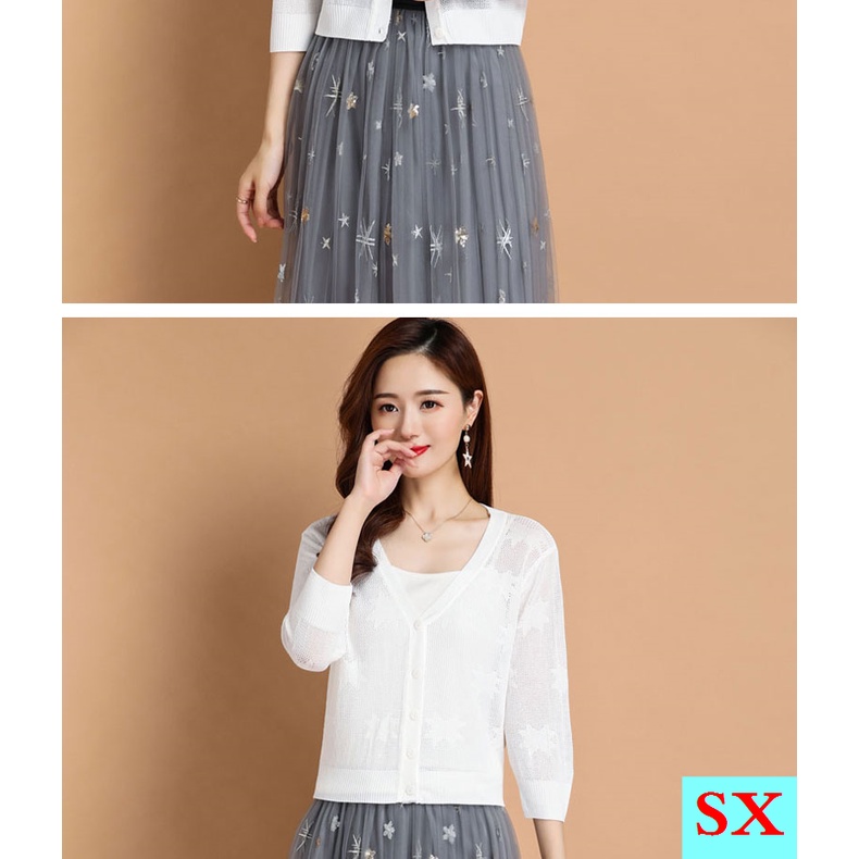 Áo Cardigan Dệt Kim Vải Lụa Mát Mỏng Thời Trang Mùa Hè Dành Cho Nữ