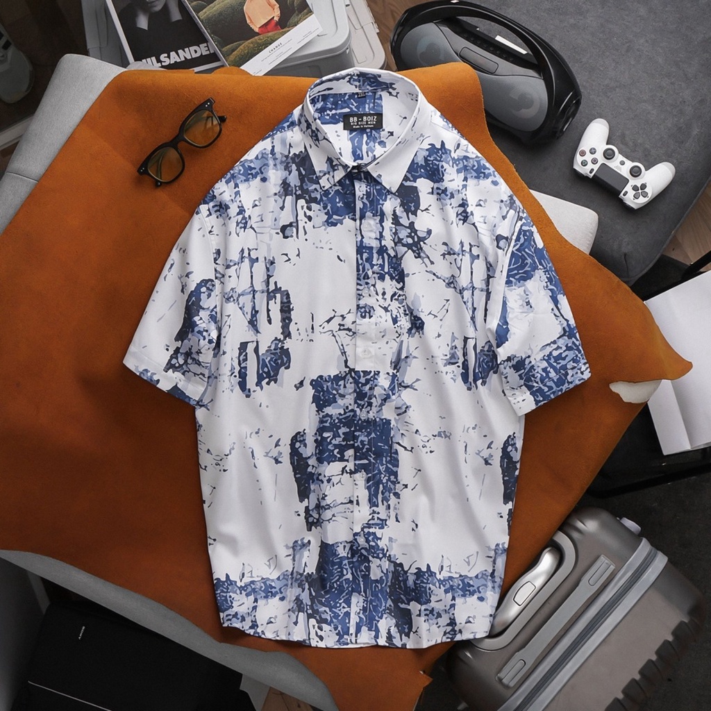Áo sơ mi tay ngắn nam  họa tiết size lớn, bigsize 80kg đến 130kg
