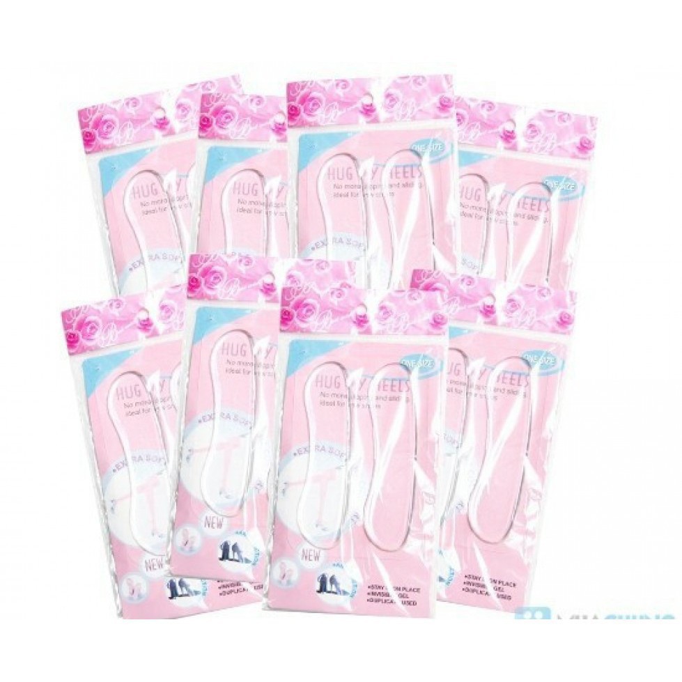 Combo 4 lót giày silicon chống đau gót chân (hồng) -2 gói