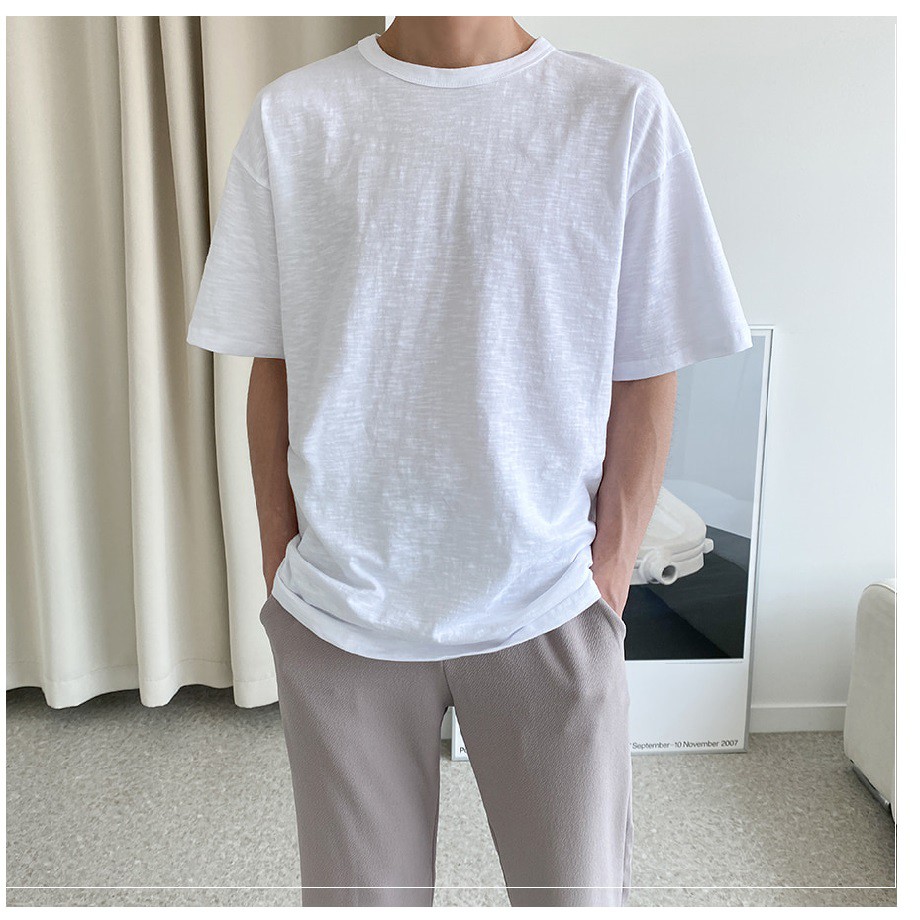 Áo thun nam ngắn tay MÀU TRẮNG SỢI KHÓI  form rộng unisex, chất liệu thun co giãn 4 chiều  thoáng mát_ DIRAZO