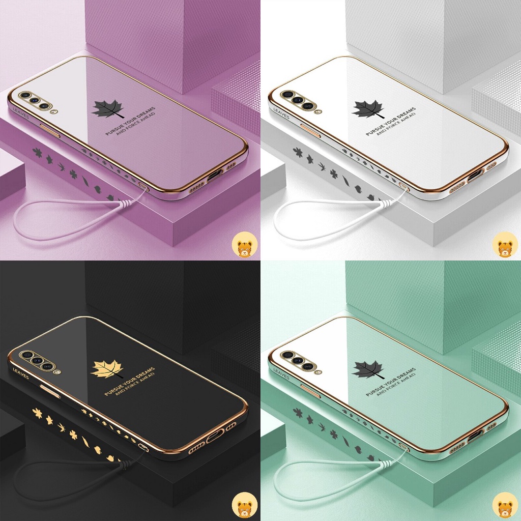 Ốp Điện Thoại Mềm Mạ Viền Họa Tiết Sang Trọng Kèm Dây Đeo Cho Samsung A50 A30S A50S