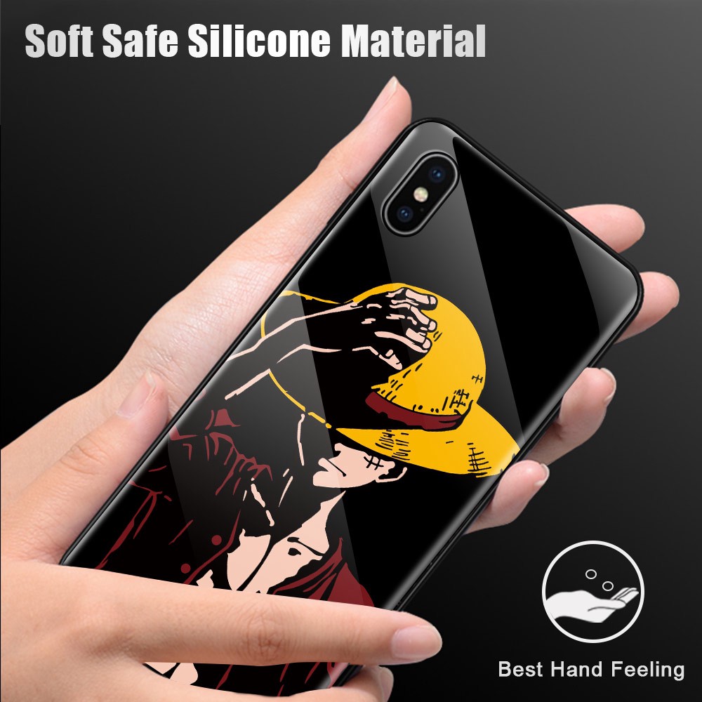 Samsung Galaxy Note 8 Note 9 Note 10 20 Ultra Plus Lite Pro Anime One Piece Luffy Glass Casing Phone Case Cartoon Protective Cover Back Cases Ốp lưng điện thoại