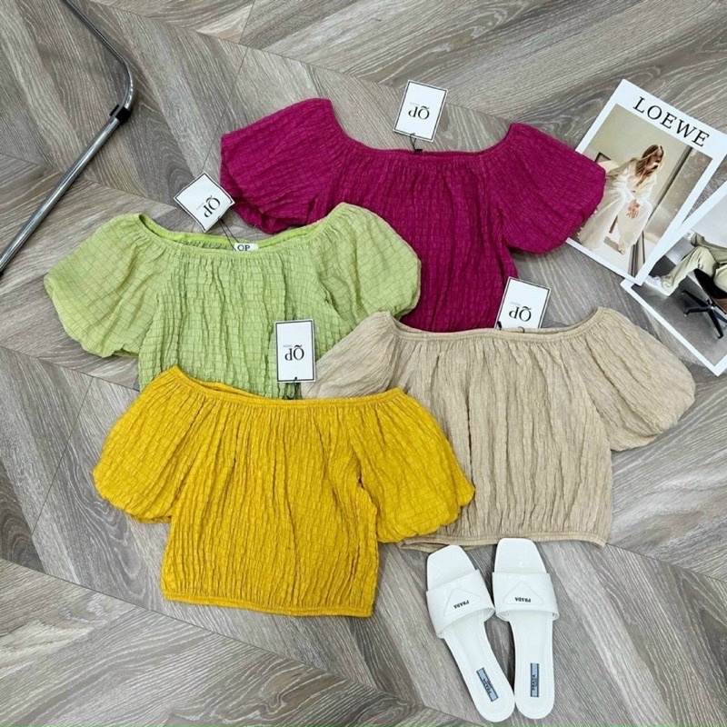 Áo Croptop Trễ Vai Tay Bồng siêu hot m123