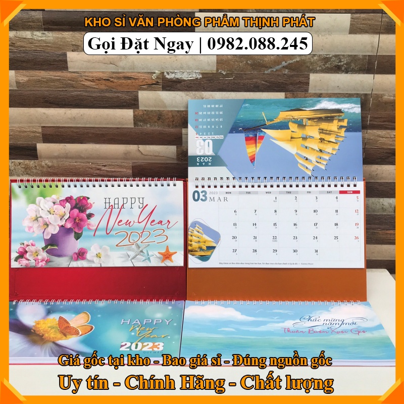 Lịch để bàn 2023 chữ M có dải note ghi chú ngày, tuần, đủ ngày âm dương [VPP THỊNH PHÁT]