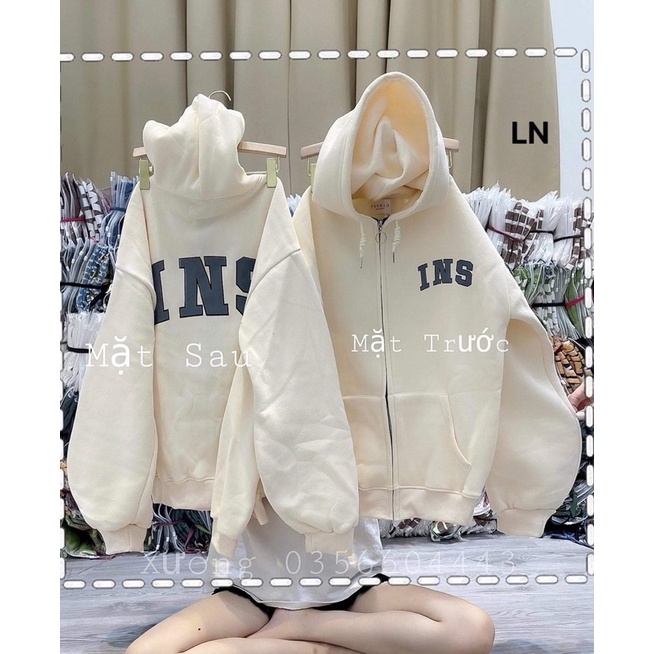 Áo khoác nỉ INS mũ 2 lớp TH6