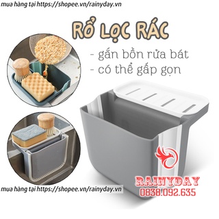 Rổ lọc rác giỏ khay lọc đựng rác đồ ăn thức ăn thừa treo bồn rửa bát rửa chén bằng nhựa gấp gọn
