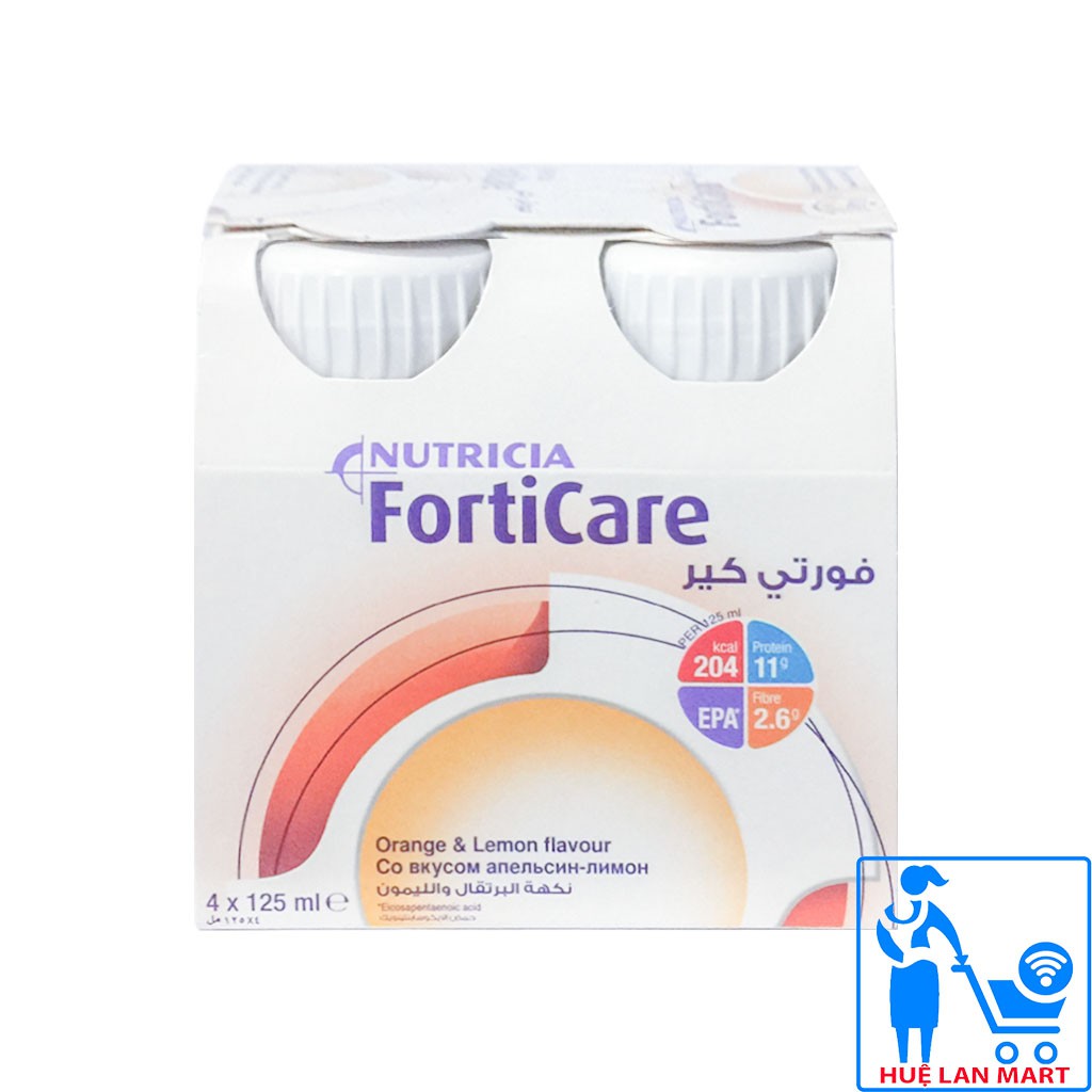 [CHÍNH HÃNG] Sữa Bột Pha Sẵn Nutricia FortiCare Hương Orange &amp; Lemon Lốc 4 Chai x 125ml