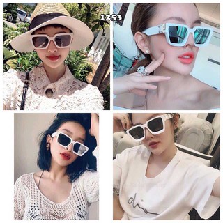 Kính mát nữ gọng vuông thời trang Kb1253 gọng nhựa dày cực đẹp + kèm hộp kính & khăn