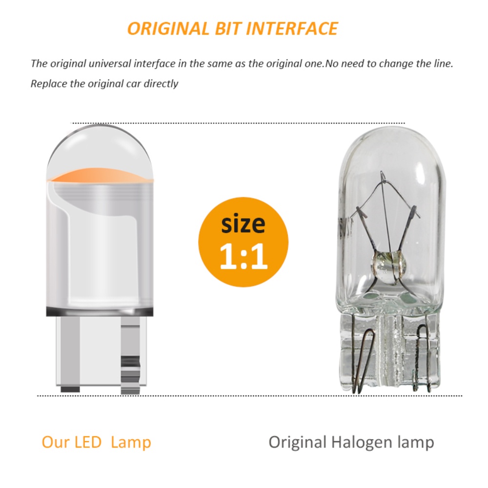 Đèn LED ô tô T10 W5W Canbus Glass COB 6000k Đèn đọc sách mái vòm Đèn đánh dấu Nêm Tấm giấy phép Bóng đèn 168 194 192 DC 12V Trắng xanh Đỏ