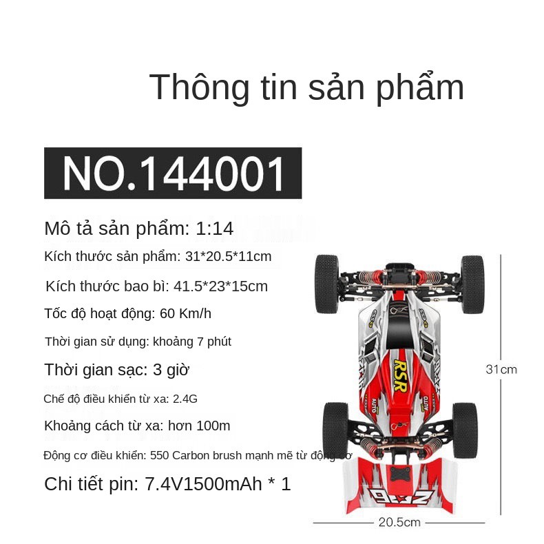 Weili 144001 Xe điều khiển từ xa bốn bánh địa hình RC drift đua đồ chơi điện tốc độ cao dành cho người lớn thi đấu