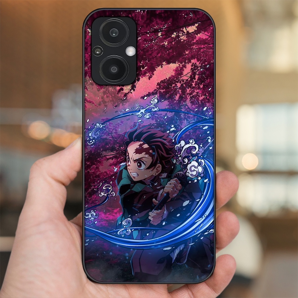 Ốp lưng Oppo Reno 7Z 5G viền đen in hình Tanjiro Kimetsu No Yaiba