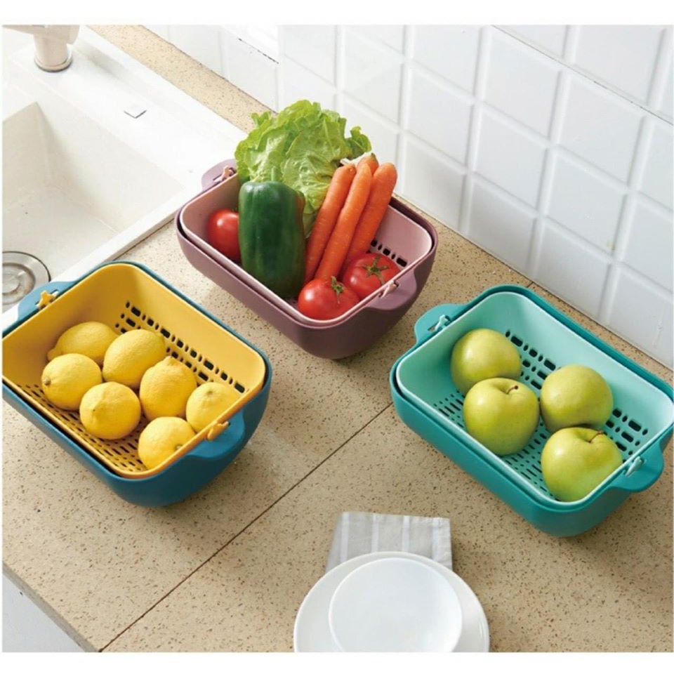 Bộ chậu nhựa 2 lớp bao gồm: 1 chậu nhựa + 1 rổ