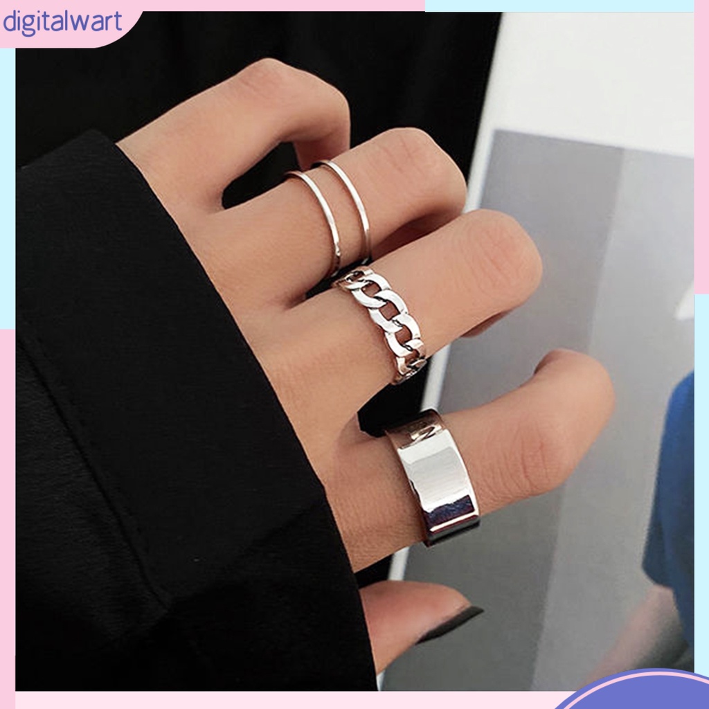 Set 3 Nhẫn Đeo Khớp Ngón Tay Phong Cách Hip Hop Thời Trang Cho Nữ