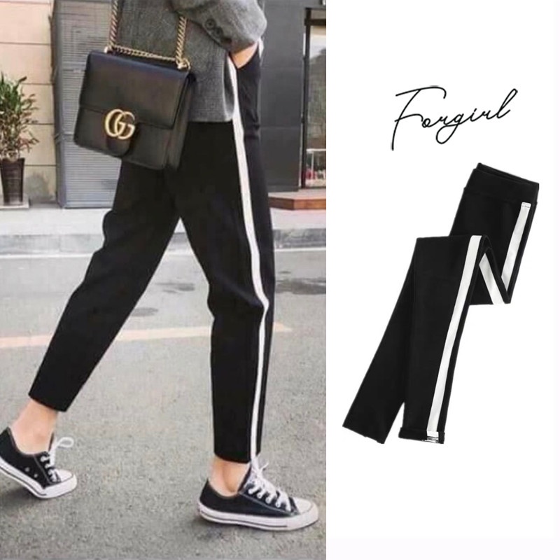 Quần dài thể thao Forgirl line trắng năng động dáng xuông