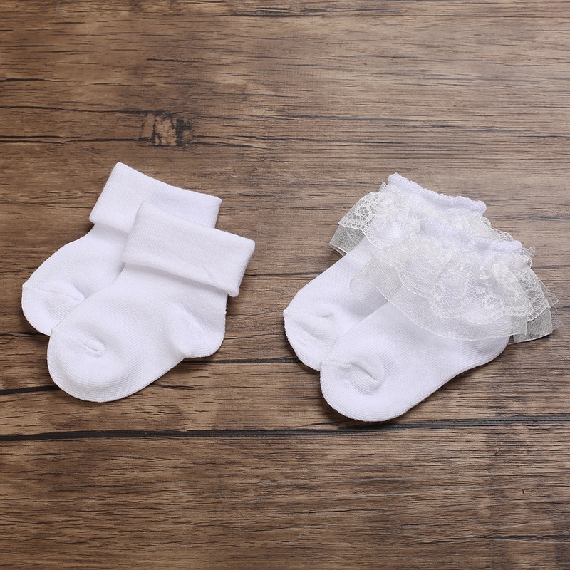 Đôi Vớ Cotton Thoáng Khí Viền Ren Thời Trang Cho Bé