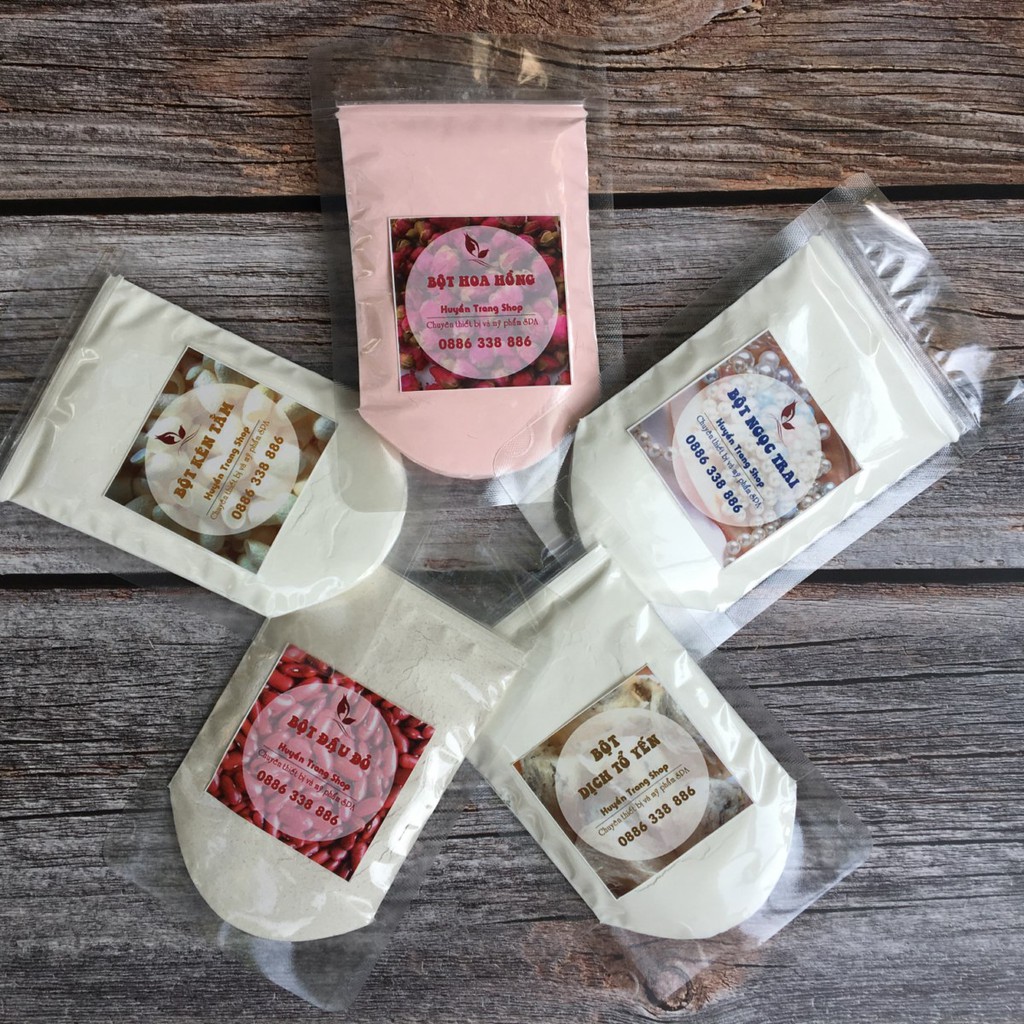 Mặt Nạ Trắng Da Handmade: hoa hồng, ngọc trai, dịch yến, đậu đỏ, kén tằm ... (Gói 100g) - Thẩm Mỹ Huyền Trang