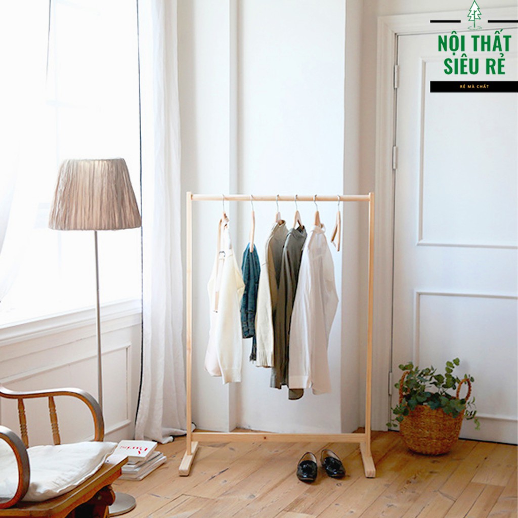 GIÁ TREO QUẦN ÁO THANH ĐƠN HÀN QUỐC 86 MÀU GỖ - SINGLE HANGER 86 NATURAL - NỘI THẤT SIÊU RẺ